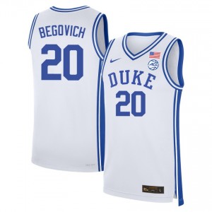 Mens Neal Begovich White Duke Blue Devils #20 College Basketball Replica Jerseys 258172-479