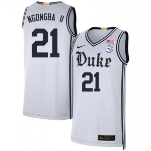 Men's Patrick Ngongba II Team White Duke Blue Devils #21 College Basketball 2025-26 Jersey 366035-107