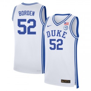 Mens Stanley Borden White Duke Blue Devils #52 College Basketball High School Jersey 224325-637