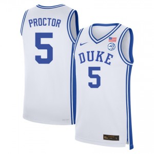 Men Tyrese Proctor White Duke Blue Devils #5 College Basketball Game Jerseys 373028-529