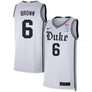 Men Maliq Brown Team White Duke Blue Devils #6 College Basketball 2025-26 Jerseys 894196-617