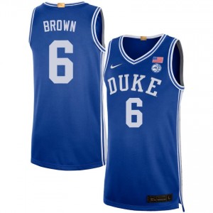 Men's Maliq Brown Royal Duke Blue Devils #6 College Basketball University Jersey 128877-245