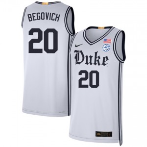 Men's Neal Begovich Team White Duke Blue Devils #20 College Basketball 2025 Jersey 464777-483