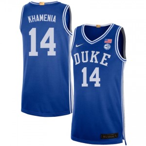 Men's Nikolas Khamenia Royal Duke Blue Devils #14 College Basketball Embroidery Jerseys 908397-311
