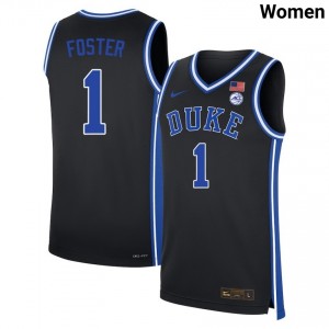 Women Caleb Foster Black Duke Blue Devils #1 College Basketball Official Jersey 526496-633