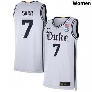 Women's Dame Sarr Team White Duke Blue Devils #7 College Basketball Limited Jerseys 330171-941