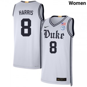 Women's Darren Harris Team White Duke Blue Devils #8 College Basketball 2025 Jerseys 118948-616