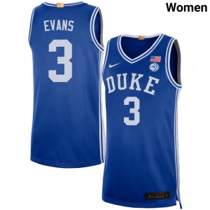 Women Isaiah Evans Royal Duke Blue Devils #3 College Basketball Replica Jerseys 900418-271