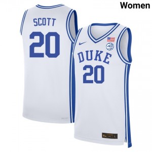 Women's Jack Scott White Duke Blue Devils #20 College Basketball Replica Jerseys 453428-313