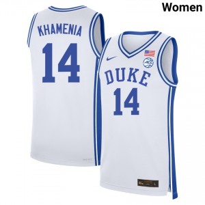 Women's Nikolas Khamenia White Duke Blue Devils #14 College Basketball Alumni Jerseys 336271-200