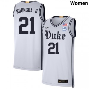 Women's Patrick Ngongba II Team White Duke Blue Devils #21 College Basketball Alumni Jersey 462930-267