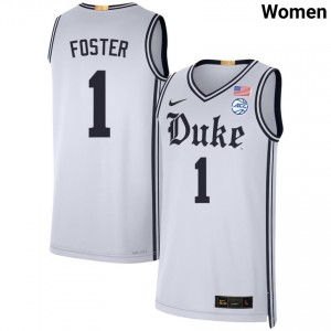 Womens Caleb Foster Team White Duke Blue Devils #1 College Basketball 2025-26 Jersey 306484-368