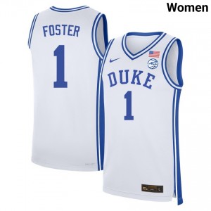 Women's Caleb Foster White Duke Blue Devils #1 College Basketball 2025 Jerseys 441726-885