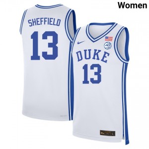 Womens Cameron Sheffield White Duke Blue Devils #13 College Basketball Limited Jerseys 908829-564