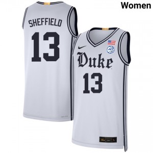 Women Cameron Sheffield Team White Duke Blue Devils #13 College Basketball Official Jerseys 228025-666