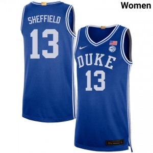 Womens Cameron Sheffield Royal Duke Blue Devils #13 College Basketball NCAA Jerseys 273154-669