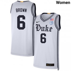 Womens Maliq Brown Team White Duke Blue Devils #6 College Basketball Game Jersey 457948-323