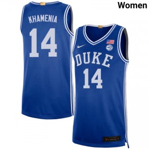 Women Nikolas Khamenia Royal Duke Blue Devils #14 College Basketball Official Jerseys 323989-155