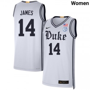 Womens Sion James Team White Duke Blue Devils #14 College Basketball Embroidery Jerseys 601598-394