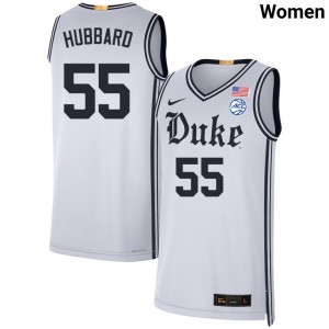 Womens Spencer Hubbard Team White Duke Blue Devils #55 College Basketball Embroidery Jerseys 131854-771