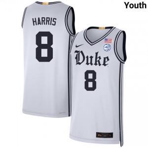 Youth Darren Harris Team White Duke Blue Devils #8 College Basketball Official Jersey 241946-244