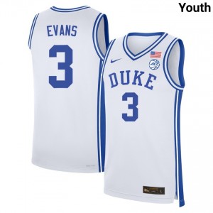 Youth Isaiah Evans White Duke Blue Devils #3 College Basketball Game Jersey 372724-722