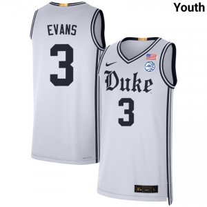 Youth Isaiah Evans Team White Duke Blue Devils #3 College Basketball NCAA Jersey 229886-492