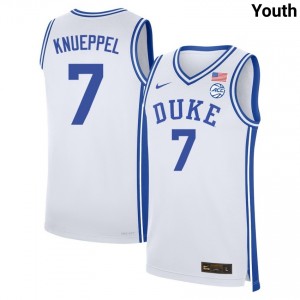 Youth Kon Knueppel White Duke Blue Devils #7 College Basketball Game Jersey 333130-317