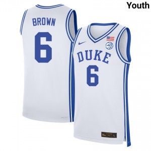 Youth Maliq Brown White Duke Blue Devils #6 College Basketball High School Jerseys 420300-708