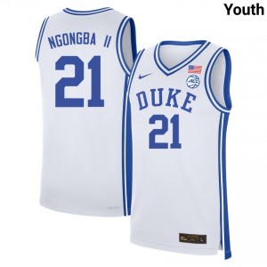 Youth Patrick Ngongba II White Duke Blue Devils #21 College Basketball Embroidery Jerseys 111727-626