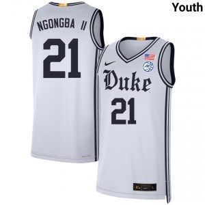Youth Patrick Ngongba II Team White Duke Blue Devils #21 College Basketball 2025-26 Jersey 152154-707