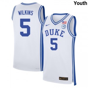 Youth Sebastian Wilkins White Duke Blue Devils #5 College Basketball Player Jersey 153903-561