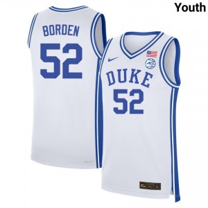 Youth Stanley Borden White Duke Blue Devils #52 College Basketball Embroidery Jersey 206129-562