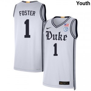 Youth Caleb Foster Team White Duke Blue Devils #1 College Basketball Limited Jerseys 723791-118