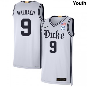 Youth Khaman Maluach Team White Duke Blue Devils #9 College Basketball Embroidery Jerseys 392960-437
