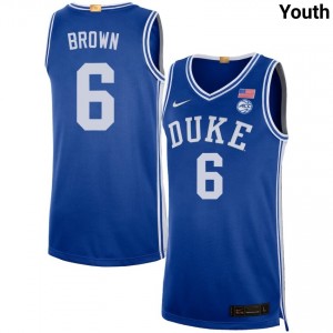 Youth Maliq Brown Royal Duke Blue Devils #6 College Basketball Game Jersey 613501-358