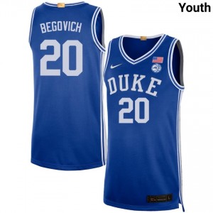 Youth Neal Begovich Royal Duke Blue Devils #20 College Basketball Embroidery Jerseys 115815-615