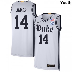 Youth Sion James Team White Duke Blue Devils #14 College Basketball Game Jerseys 120739-749